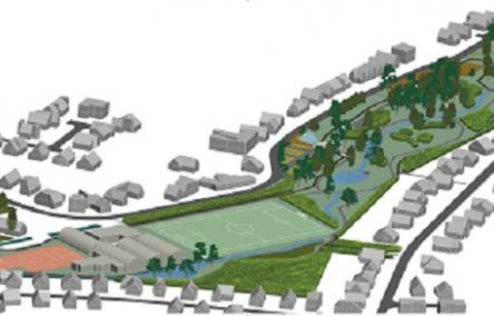Toont visualisatie van het toekomstig park